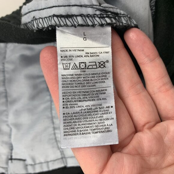 Old Navy Black Linen Blend High Rise Pull On Ankle Pant L - Picture 6 of 8